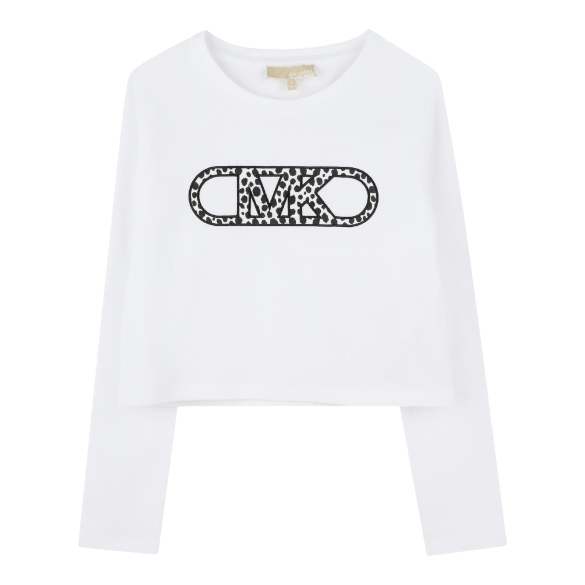 Michael Kors Shirt Girocollo Tinta Unita con Logo per Bambina R30316 BIANCO MICHAEL KORS 