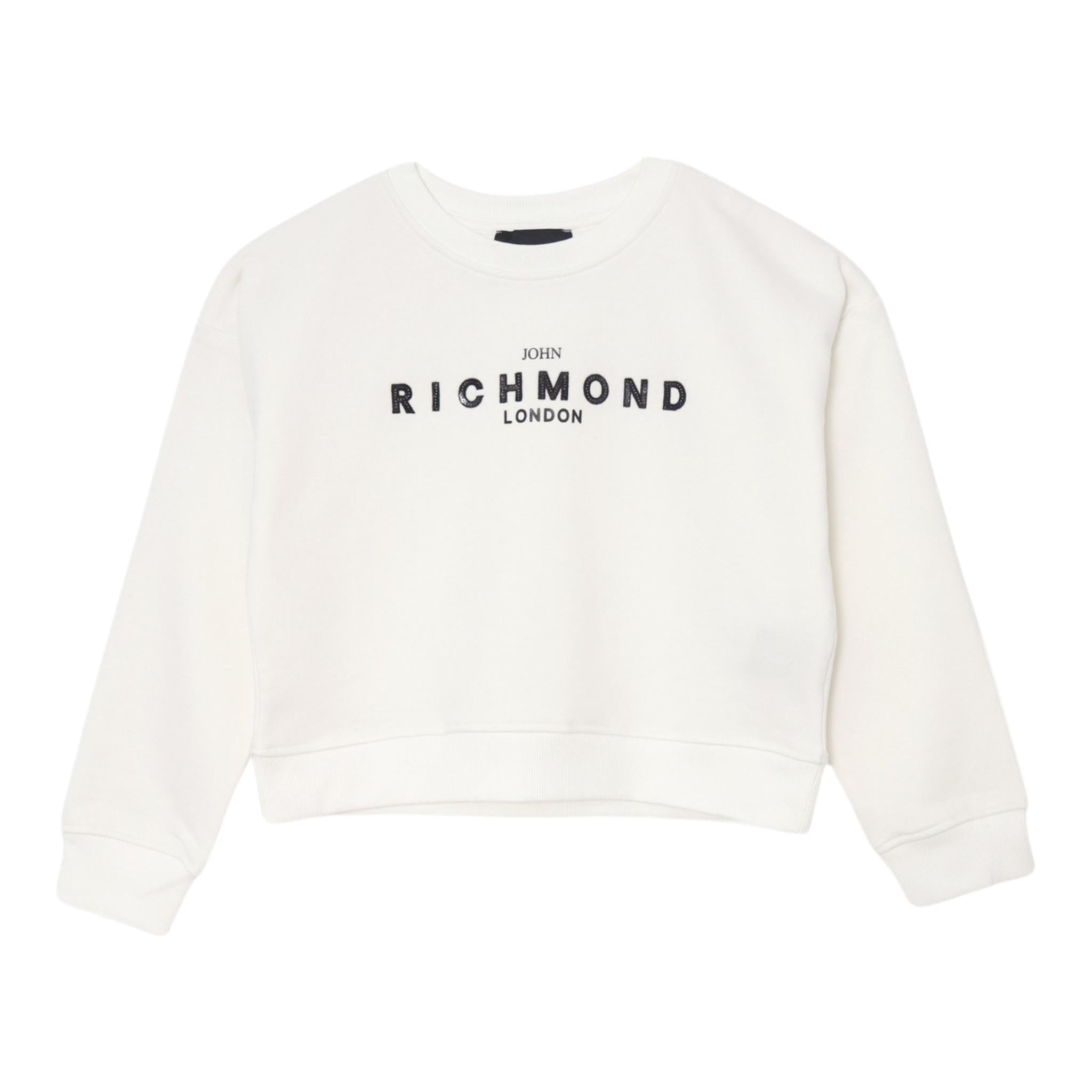 JOHN RICHMOND felpa tinta unita girocollo con stampa Bianco per Bambina RGA24053FEXXJ BIANCO JOHN RICHMOND 