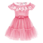 Monnalisa Abito Tinta Unita con Tulle per Bambina 17C905 ROSA MONNALISA 