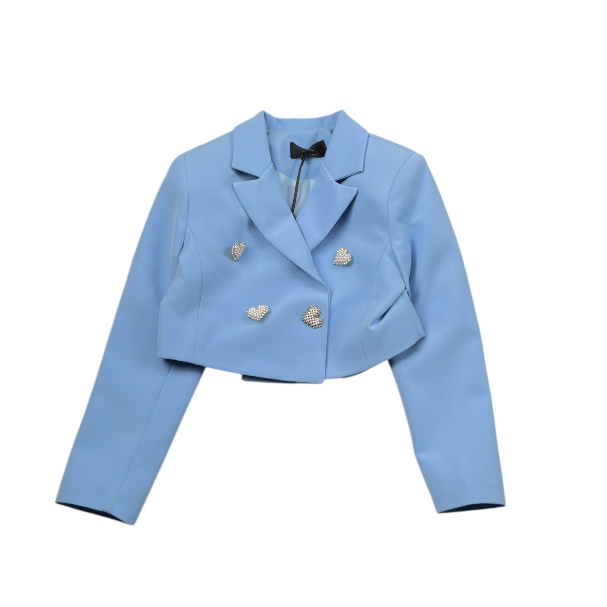 Fun & Fun Giacca Tinta Unita con Applicazioni per Bambina BJK16411 AZZURRO FUN & FUN 