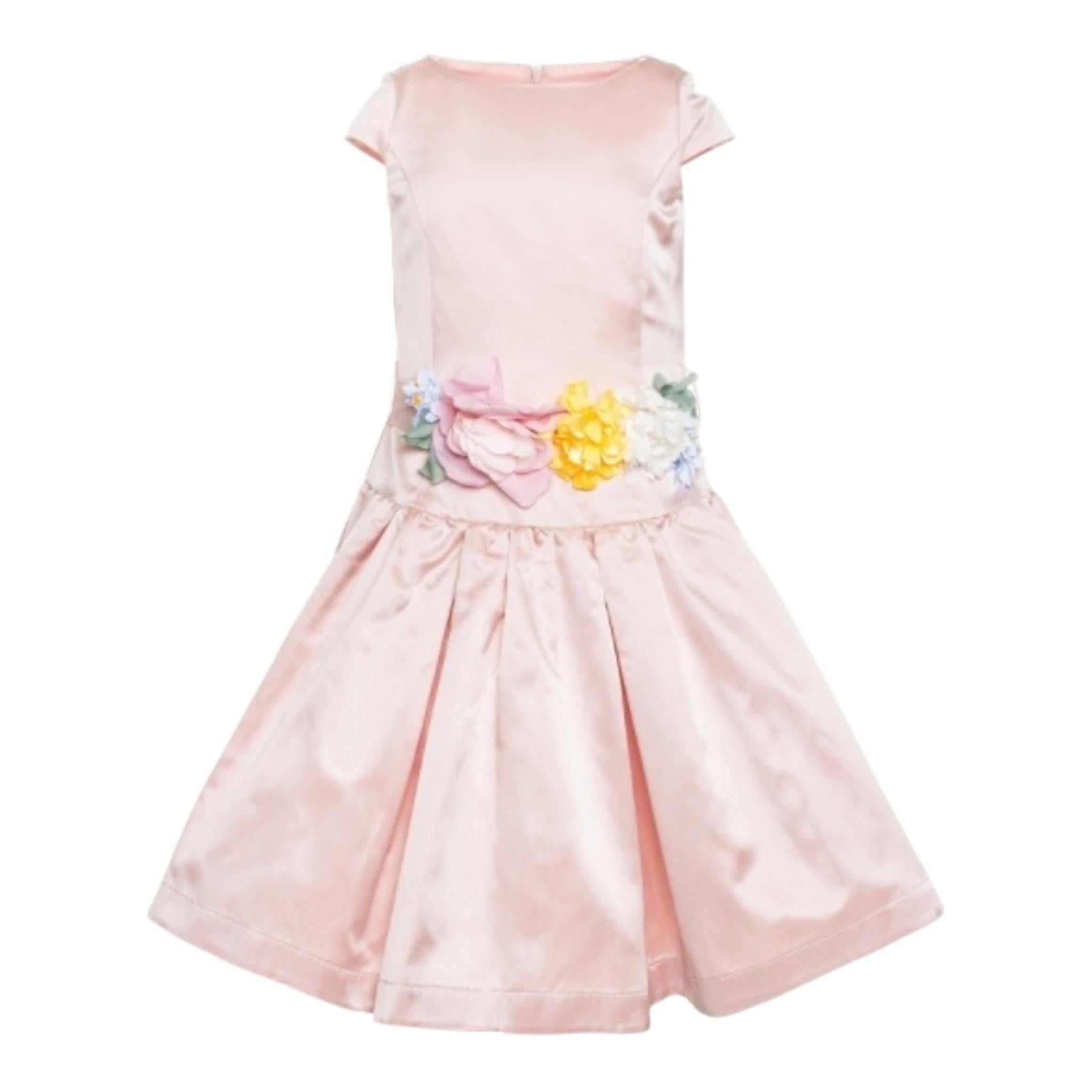 Monnalisa Abito Cerimonia Tinta Unita con Ricami per Bambina 7119919 ROSA MONNALISA 