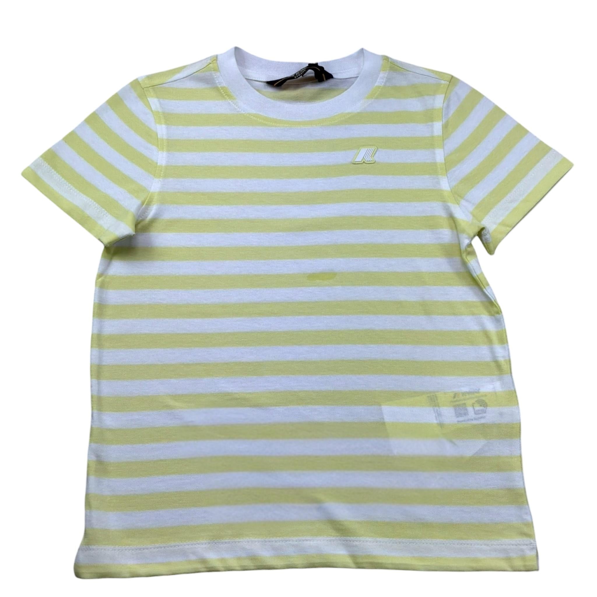 K-Way T-Shirt Girocollo Tinta Unita con Fantasia A Righe per Bambino K2151MW BIANCO K-WAY 