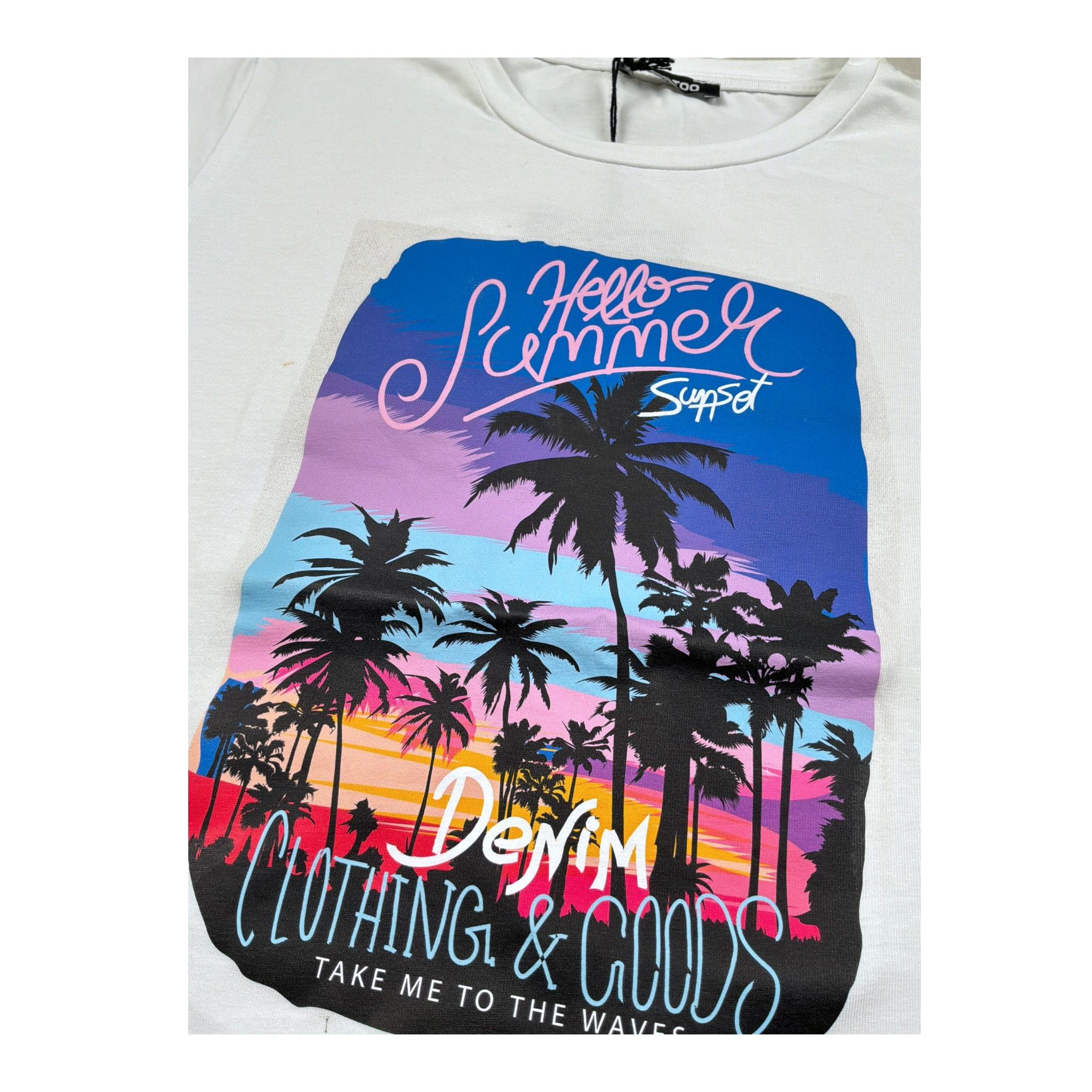 Never Too T-Shirt Girocollo tinta unita con Stampa Bianco per Bambino NT1596R BIANCO NEVER TOO 