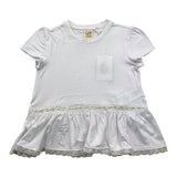 Caffe' D'Orzo T-Shirt Girocollo Tinta Unita Con Micro Glitter Bianco Per Bambina