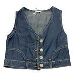 Lu Lu By Miss Grant Gilet In Denim Tinta Unita per Bambina LL3413 BLU LU LU BY MISS GRANT 