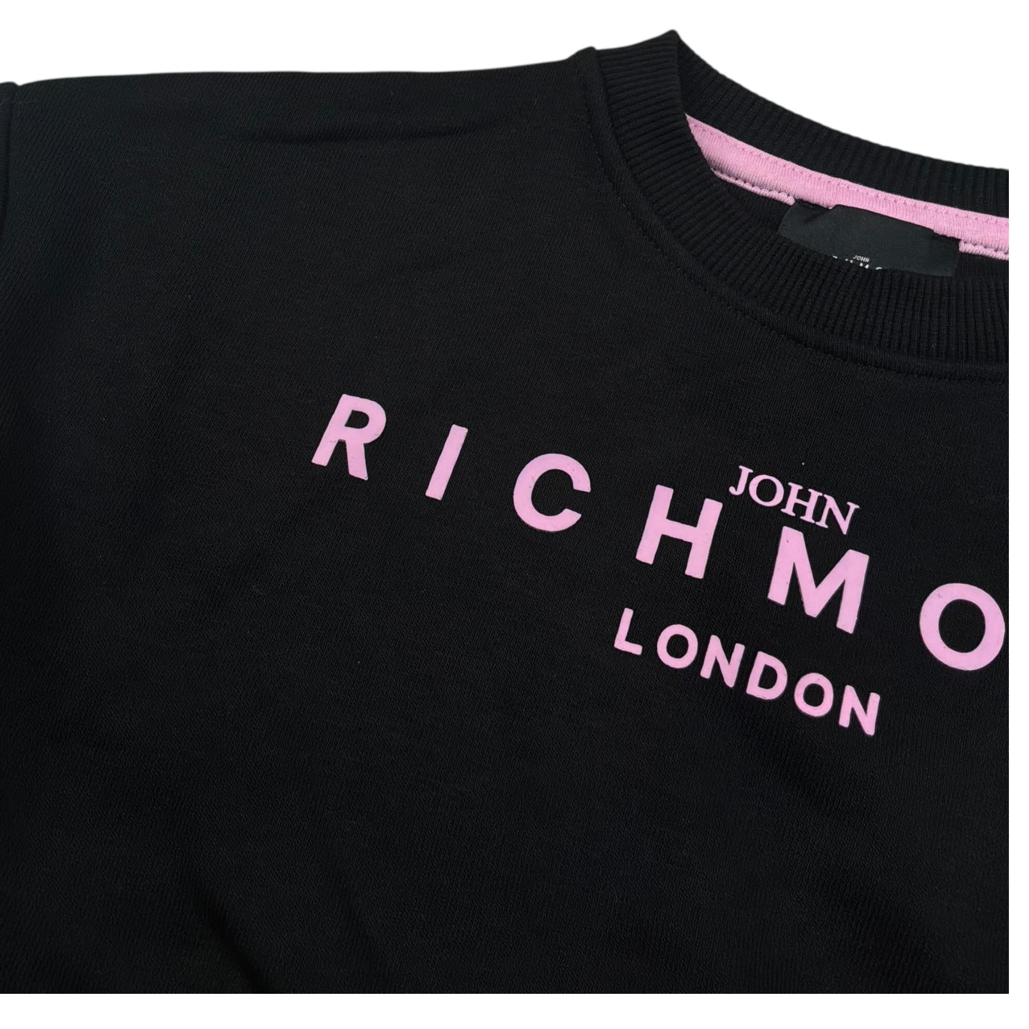 John Richmond Felpa Chiusa Girocollo Tinta Unita con Logo per Bambina RGP25003FE NERO JOHN RICHMOND 