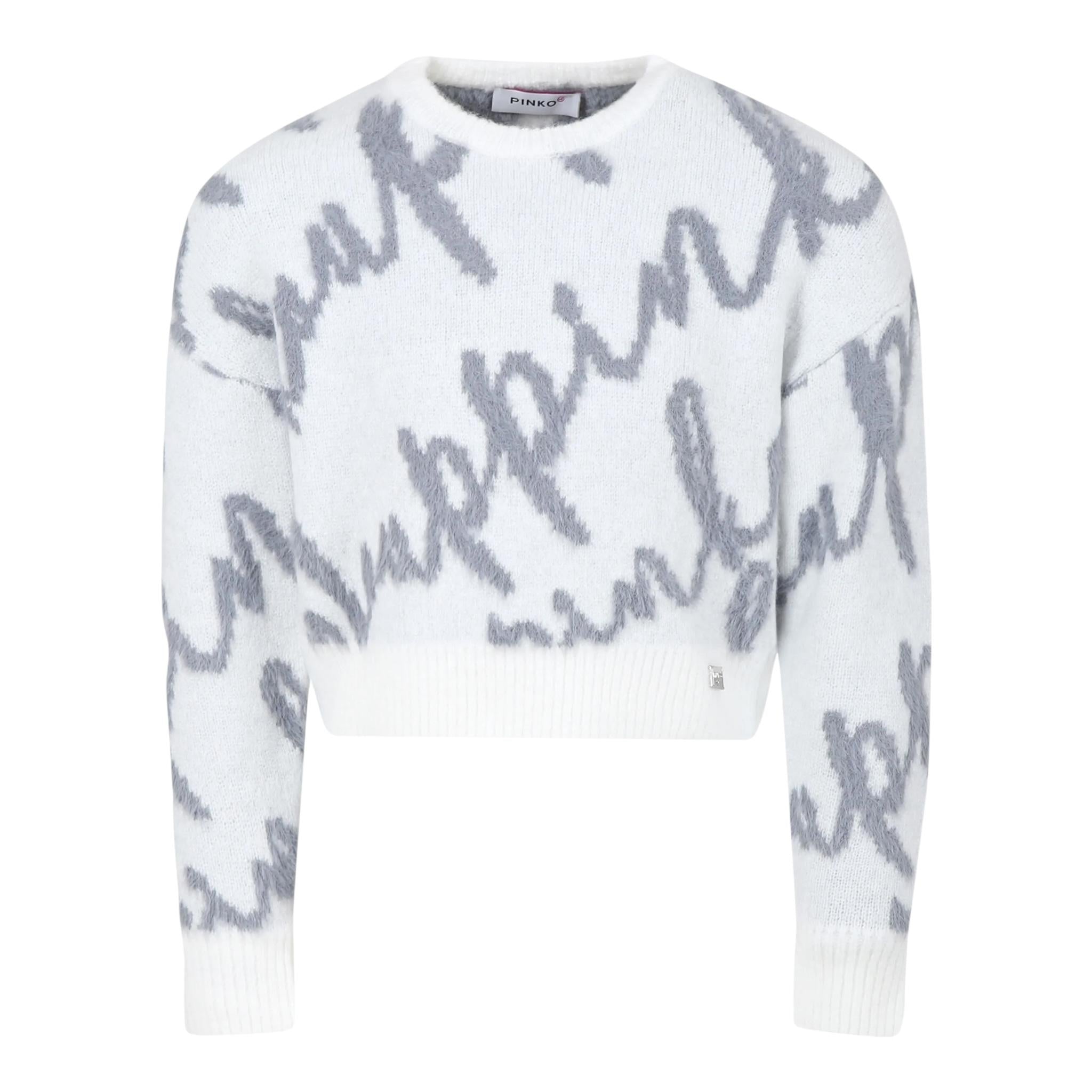 PINKO maglia tinta unita logata girovollo Bianco per Bambina F4PIJGJP019 BIANCO PINKO 