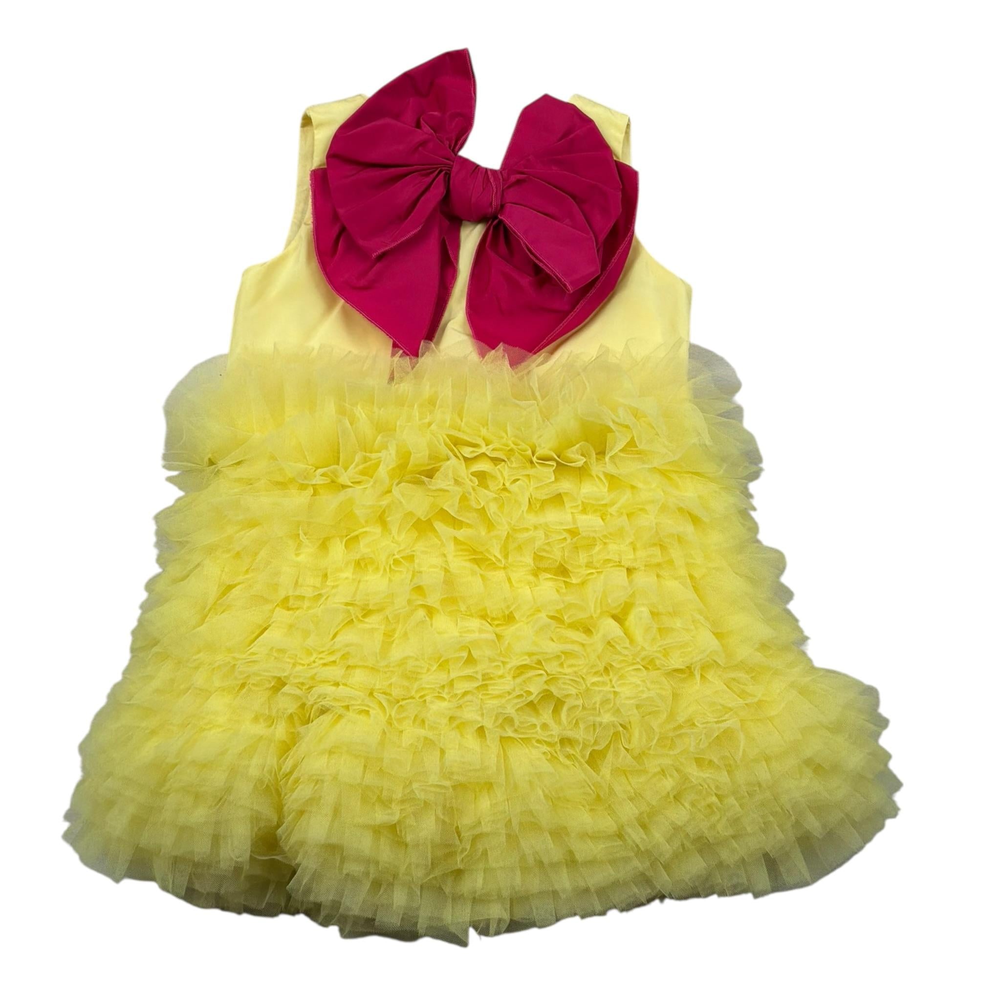 Miss Grant Abito Giromanica tinta unita con Tulle Giallo per Neonata MG1349NXX GIALLO MISS GRANT 