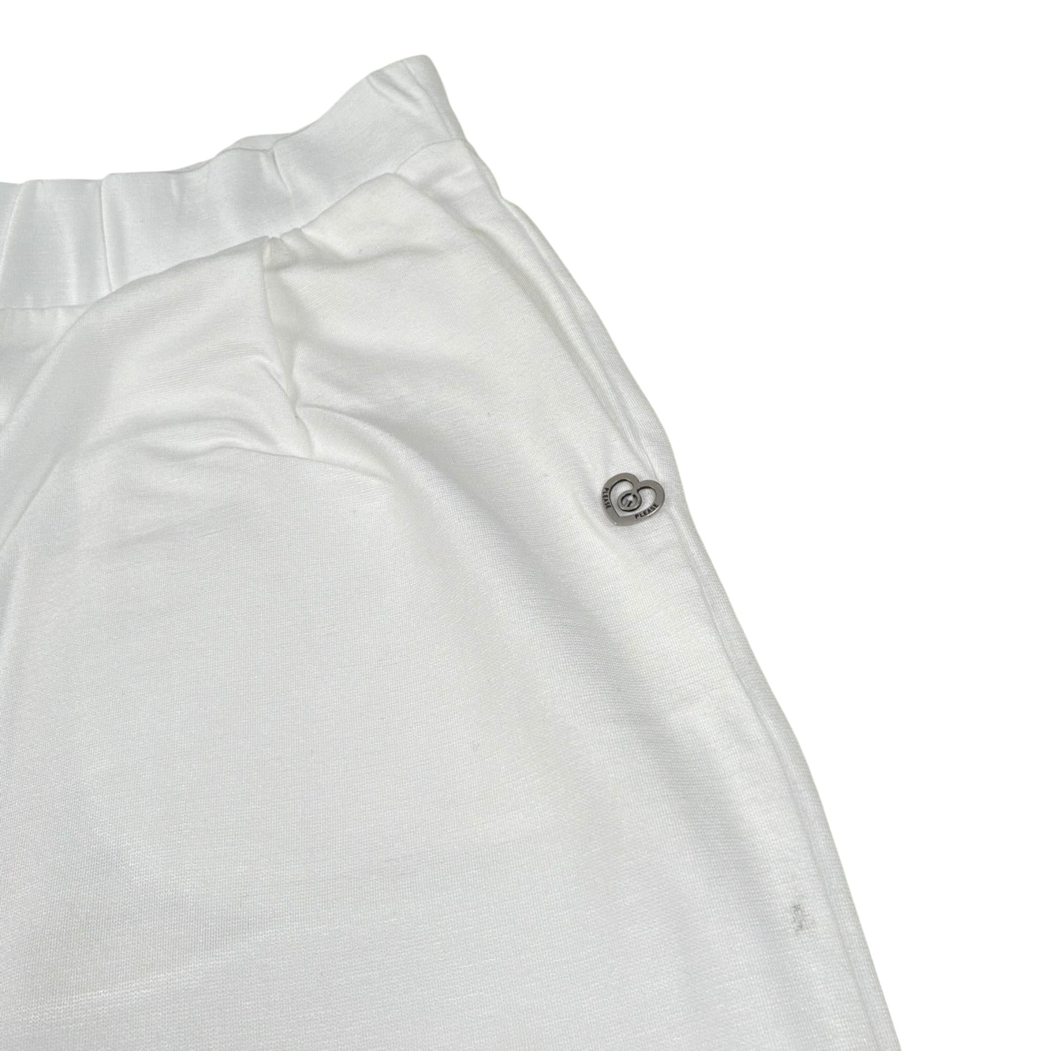 Please Pantalone Tinta Unita Modello A Palazzo per Bambina PE30171G73 BIANCO PLEASE 