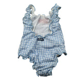 Saint Barth Costume Intero Bicolore con Fantasia A Quadretti per Bambina CLIO0011 AZZURRO SAINT BARTH 