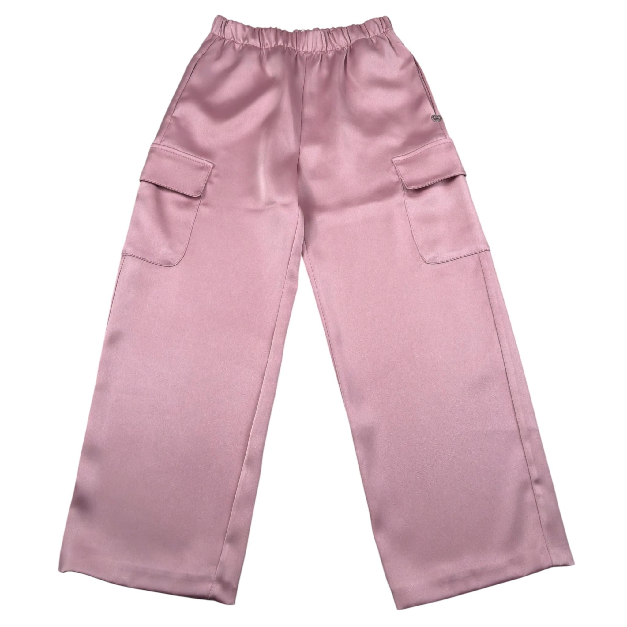 Please Pantalone tinta unita con Tasconi E Elastico Rosa per Bambina PE06310G73X ROSA PLEASE 
