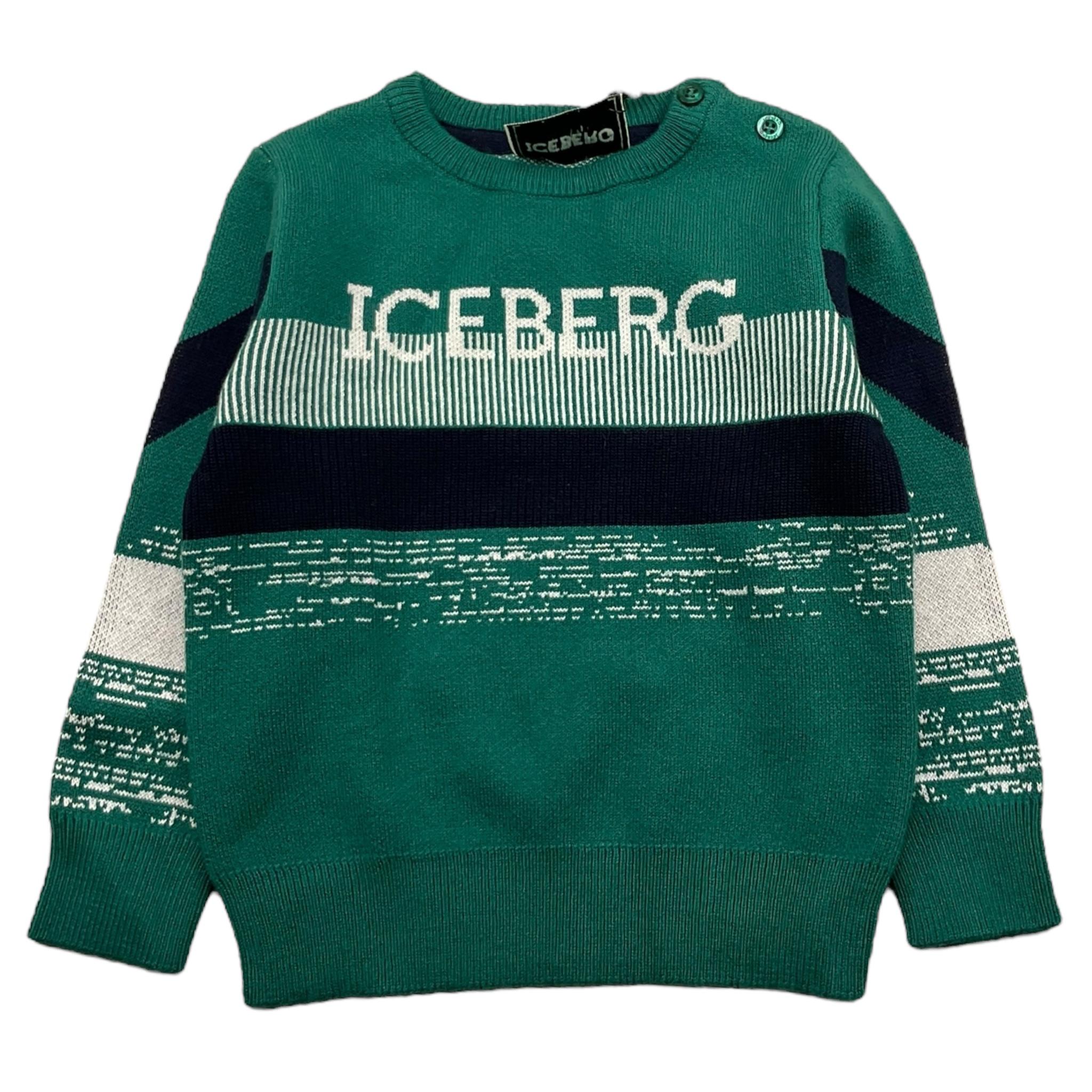 ICEBERG maglia girocollo tinta unita con stampe in contrasto Verde per Bambino MGICE5301BX VERDE ICEBERG 