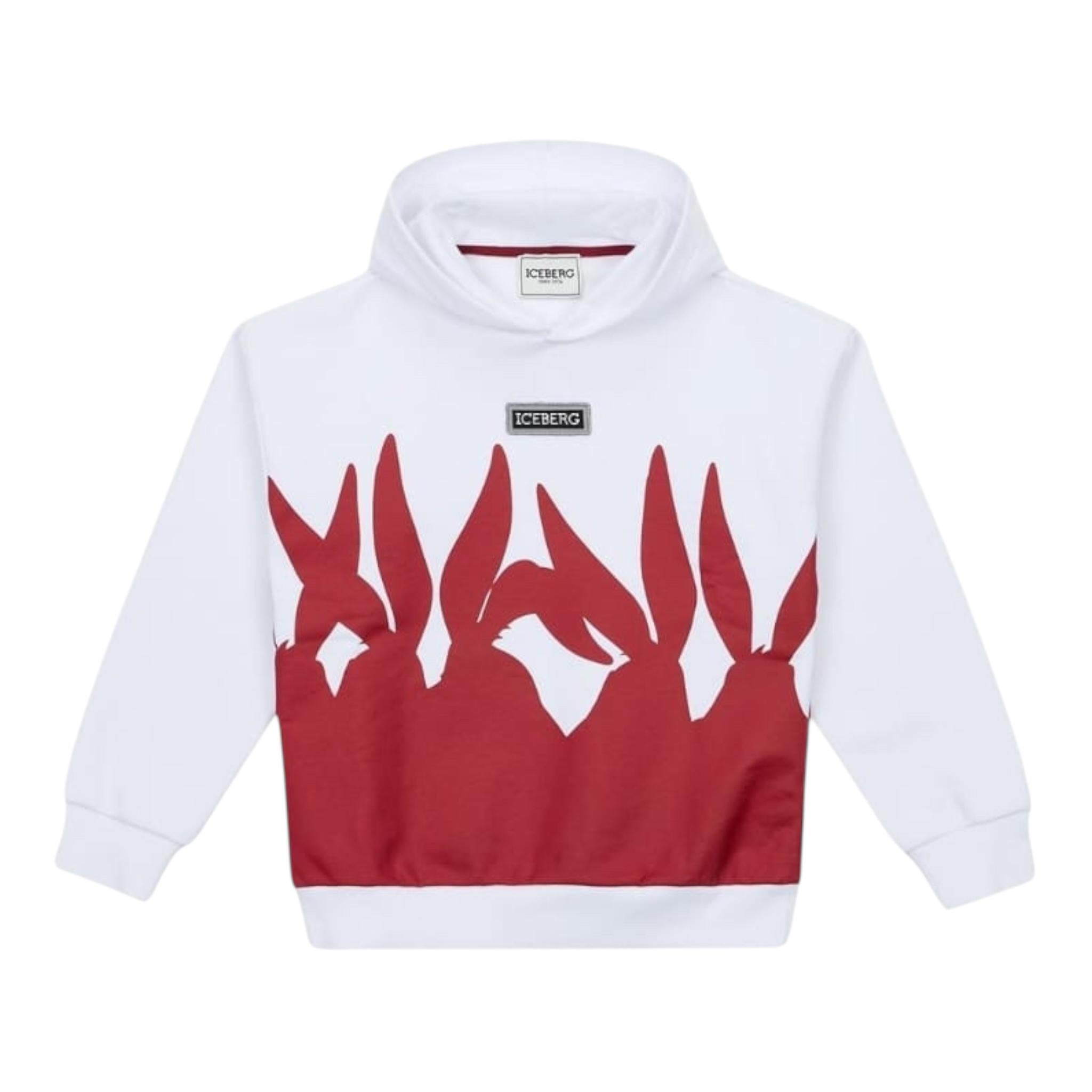 ICEBERG felpa chiusa con cappuccio tinta unita con stampa logo Bianco per Bambino MFICE5318J BIANCO ICEBERG 