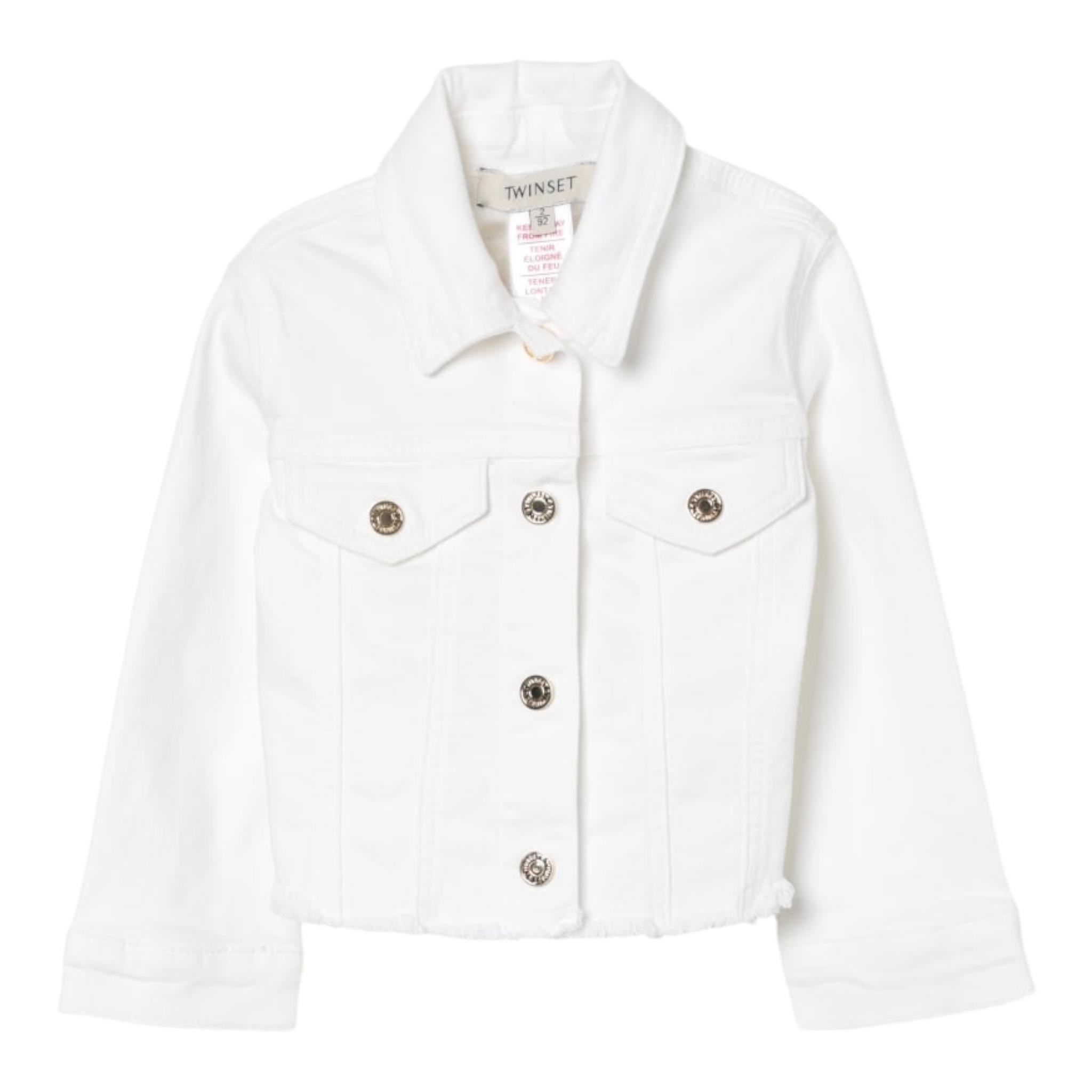 Twinset Giubbino In Denim Tinta Unita per Bambina 251GJ2612 BIANCO TWINSET 