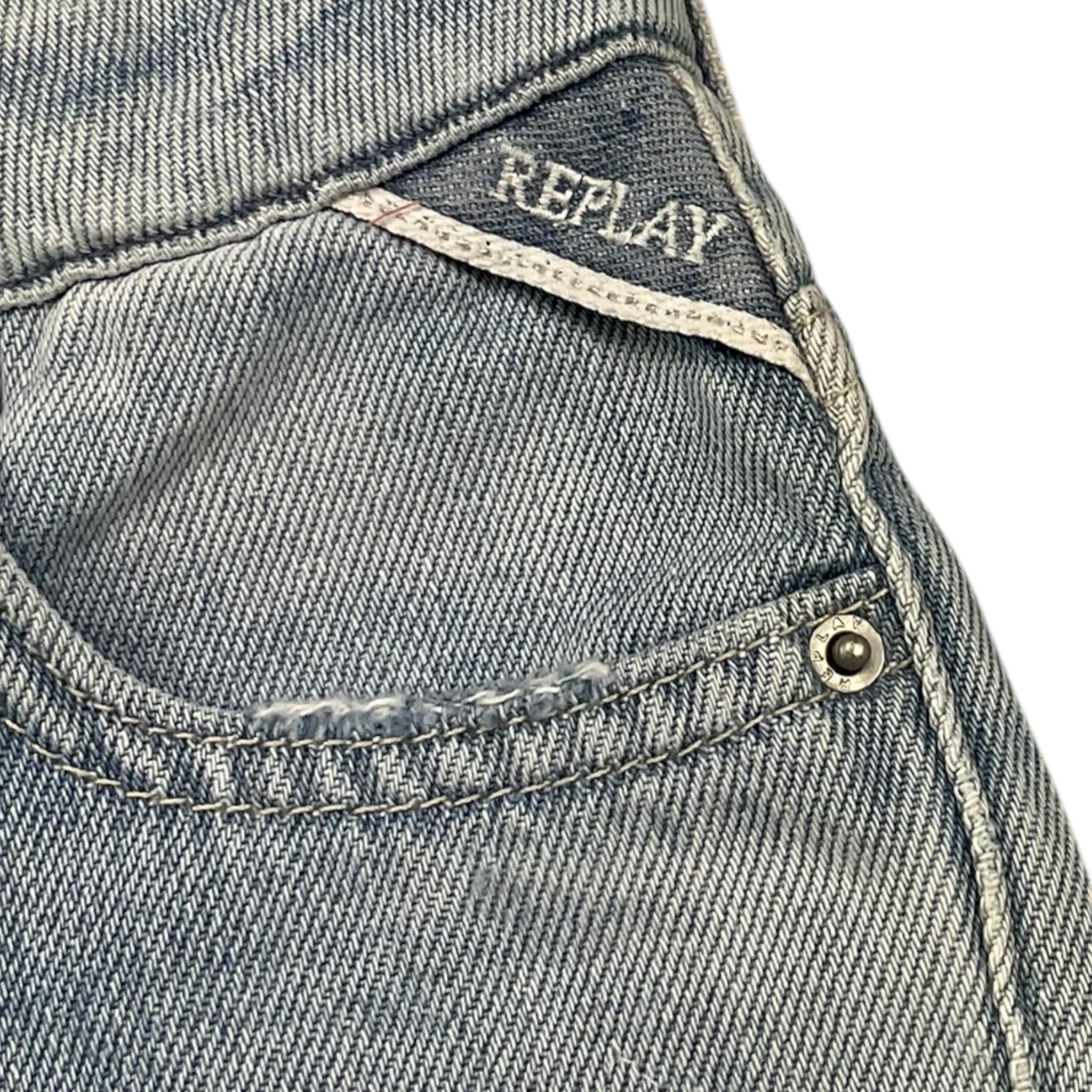 Replay Jeans Tinta Unita con Strappi per Bambino SG9344 AZZURRO REPLAY 