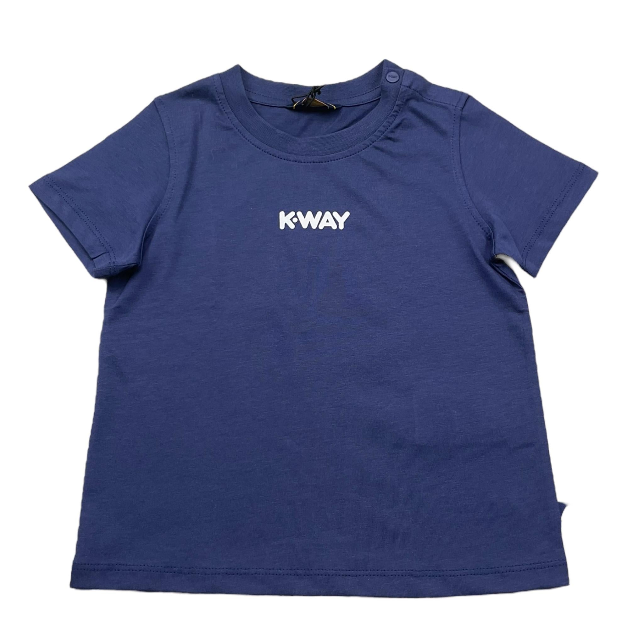 K-Way T-Shirt Girocollo Tinta Unita con Logo per Neonato K11613W BLU K-WAY 