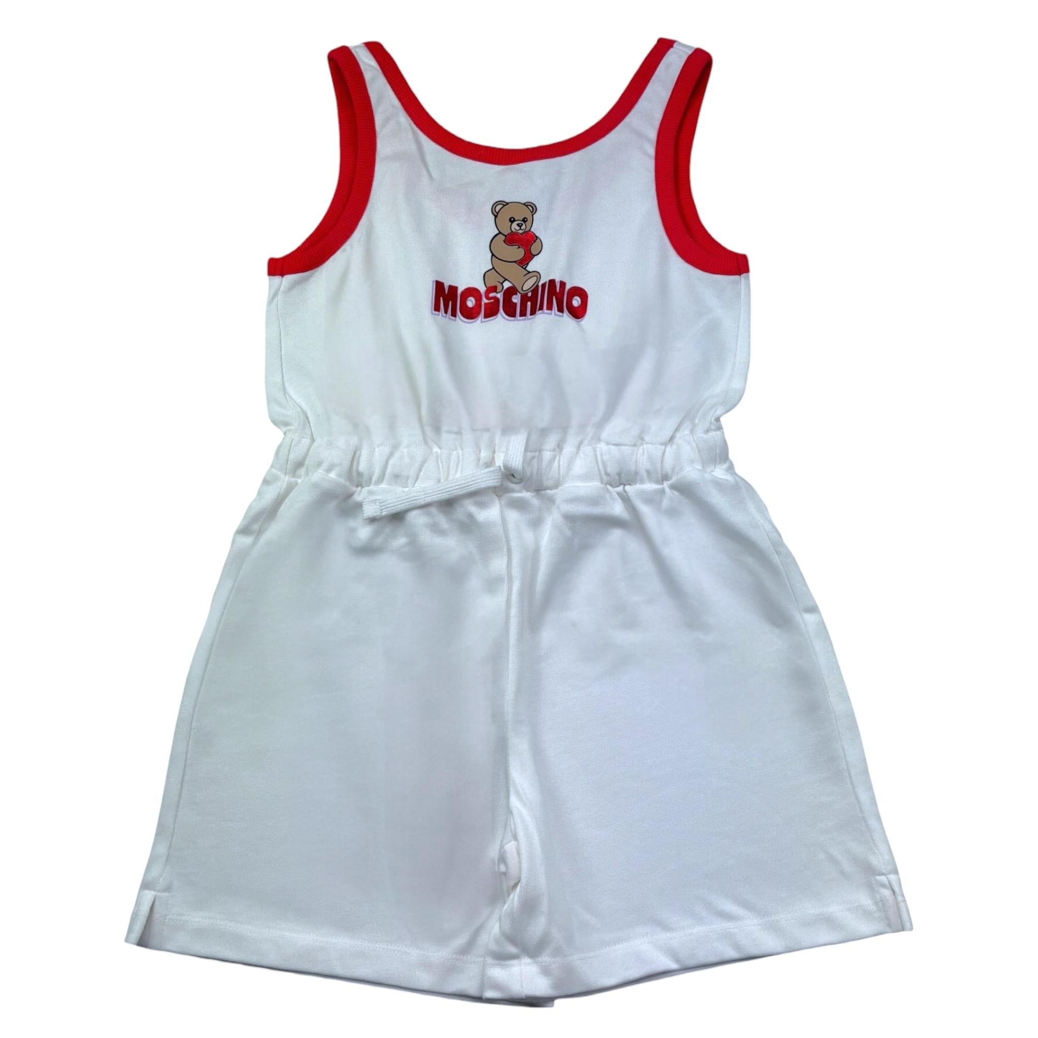 Moschino Tuta Intera Tinta Unita con Stampa Giromanica per Bambina HDT00K BIANCO MOSCHINO 