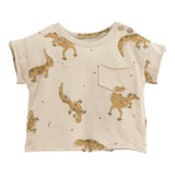 Play Up T-Shirt Girocollo Tinta Unita Con Taschino Beige Per Neonato