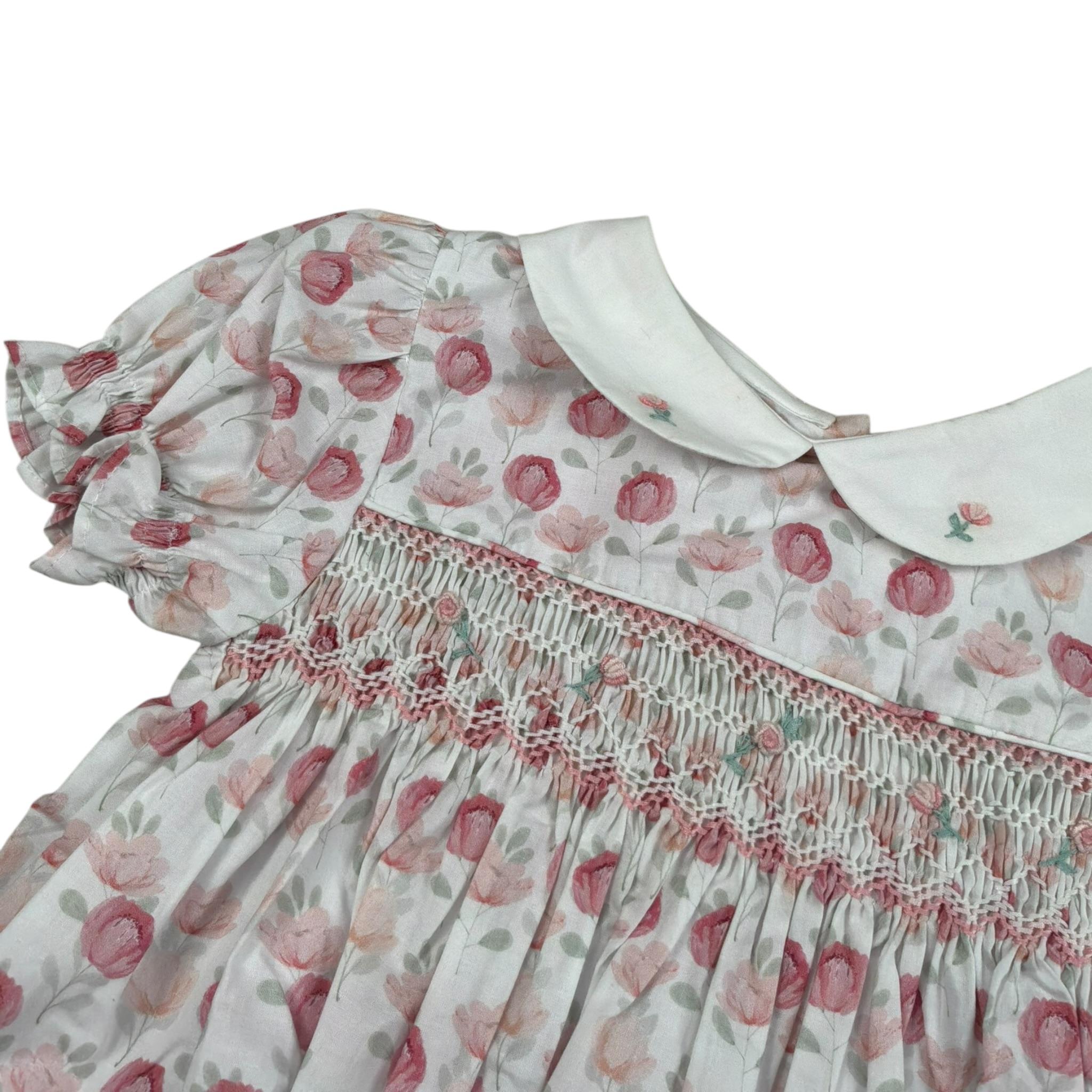 Malvi & Co Abito Mezza Manica tinta unita Fantasia Floreale Bianco per Neonata S24N135VEPS BIANCO MALVI & CO 