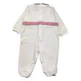 Lalalu' Tutina Manica Lunga Tinta Unita Con Cinturino In Contrasto Bianco Per Neonata