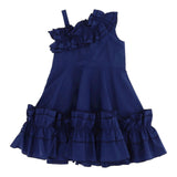 Monnalisa Abito Monospalla Tinta Unita per Bambina 117929A1 BLU MONNALISA 