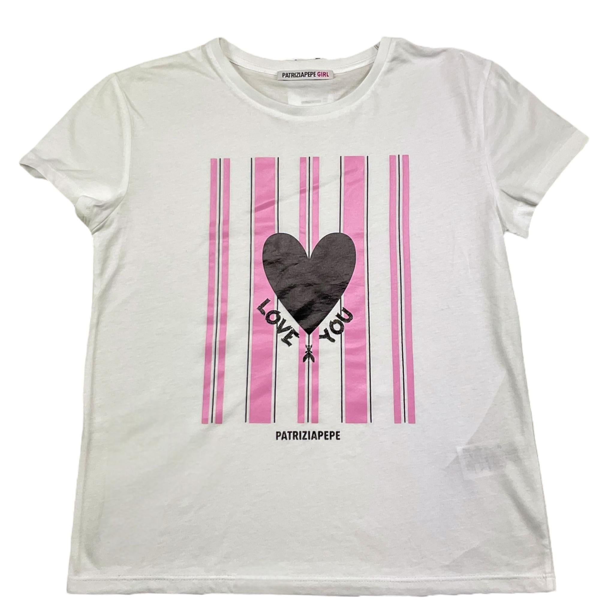 PATRIZIA PEPE t-shirt girocollo tinta unita con stampa in contrasto Bianco per Bambina 7M0800 BIANCO PATRIZIA PEPE 