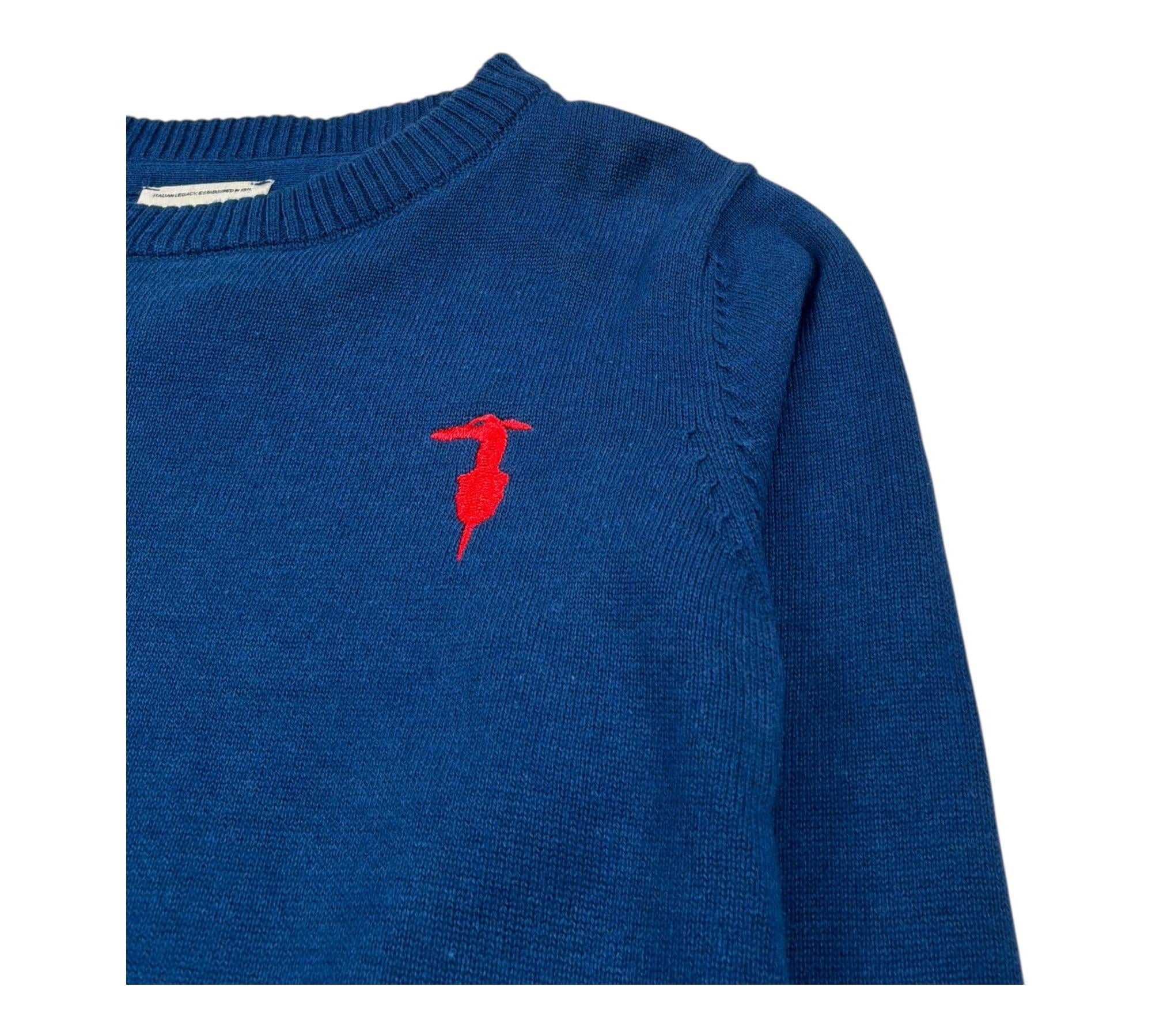 Trussardi Maglia Girocollo Tinta Unita con Logo per Bambino TBP26005MA BLU TRUSSARDI 