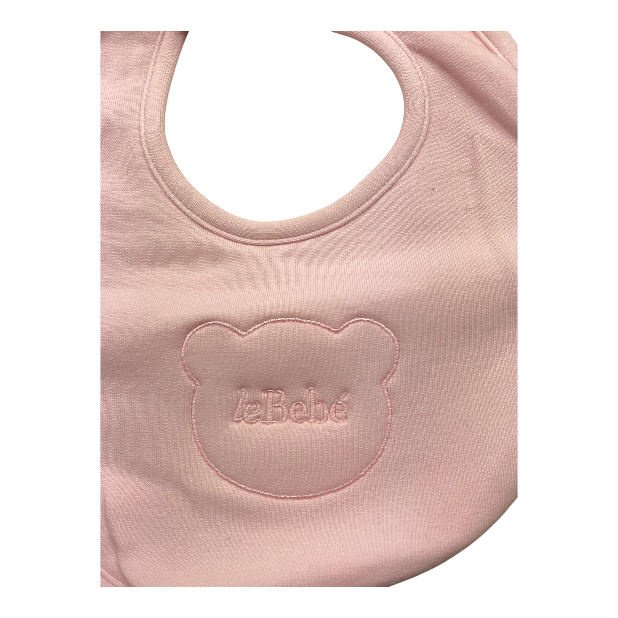 LE BEBE' bavetta tinta unita con stampa Rosa per Neonata LBG4888 ROSA LE BEBE' 