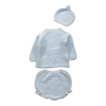 JULIANA completo 3 pz maglia-coulotte-cappello tinta unita Celeste per Neonato 24573 CELESTE JULIANA 
