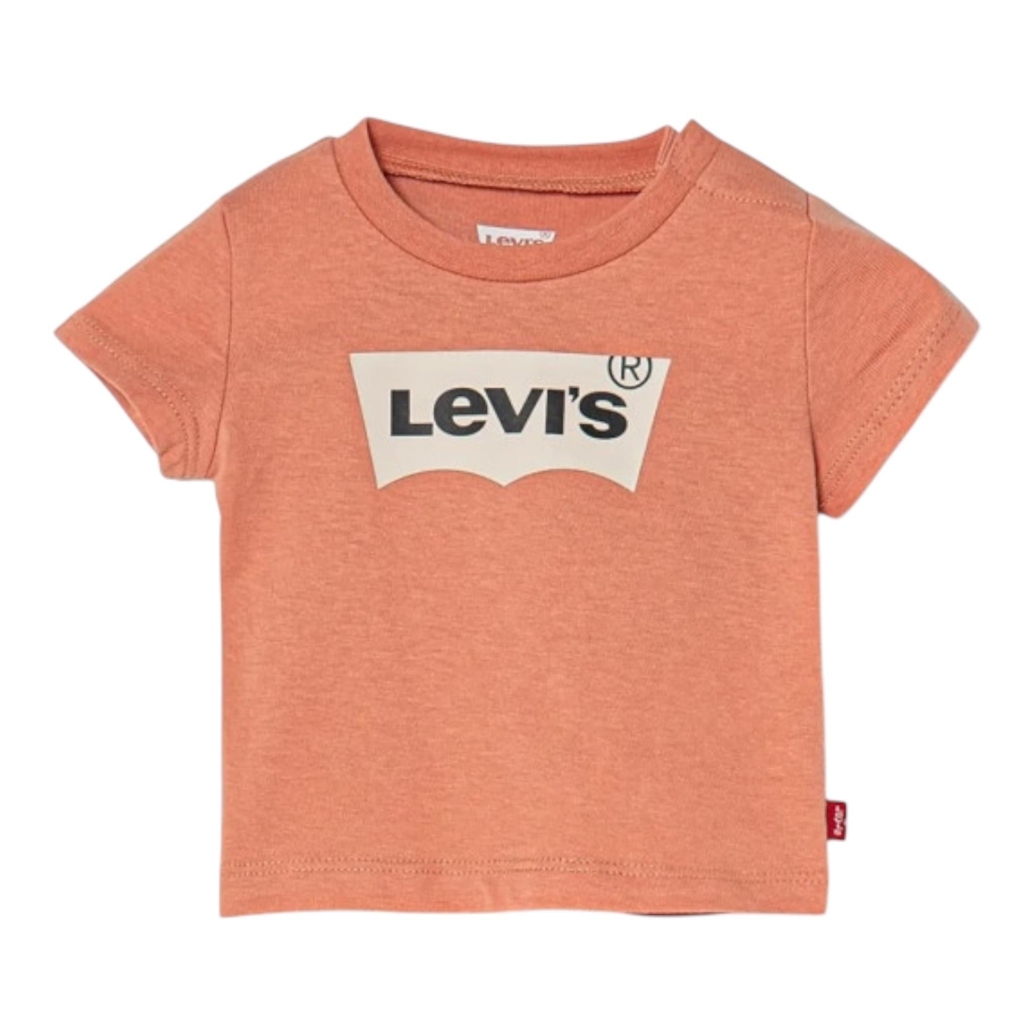 Levi'S T-Shirt Girocollo Tinta Unita con Logo per Neonato 6E8157XXX PESCA LEVI'S 