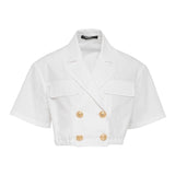 Balmain Camicia Mezza Manica Tinta Unita Bianco Per Bambina