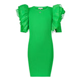 Twinset Abito Mezza Manica Tinta Unita Con Tulle Verde Per Bambina