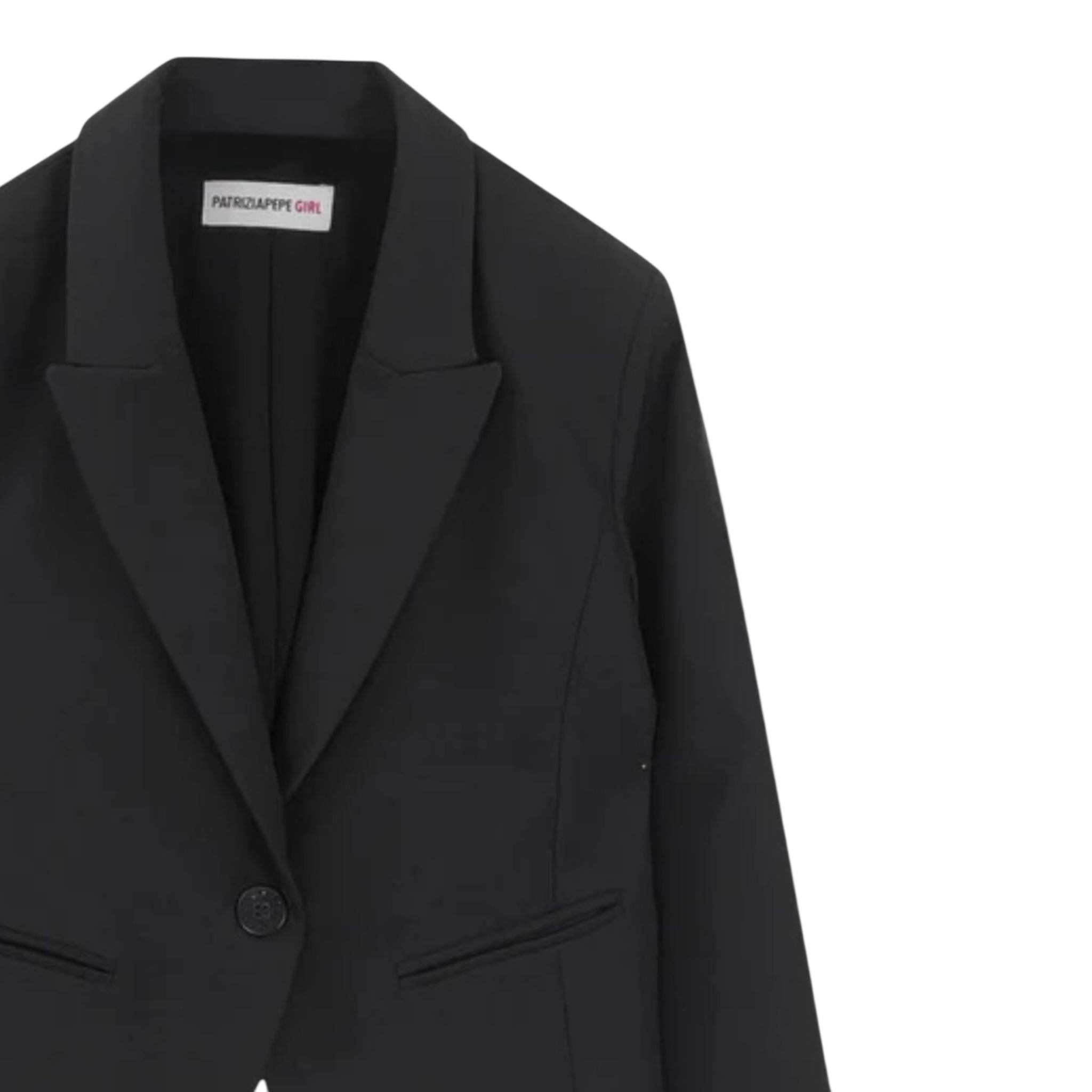 Patrizia Pepe Giacca tinta unita Modello Crop Nero per Bambina 7S0277XX NERO PATRIZIA PEPE 