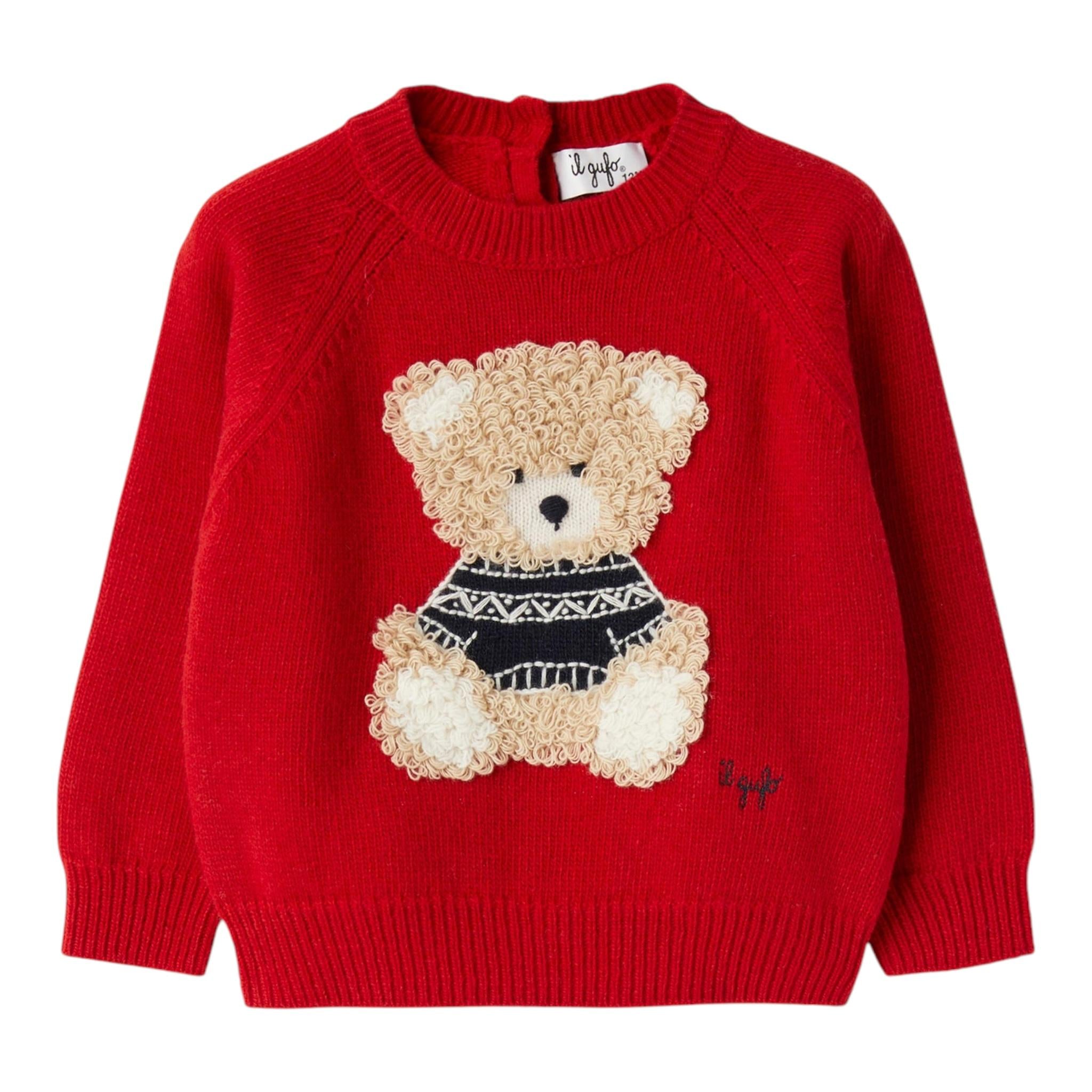 IL GUFO maglia girocollo tinta unita con ricami Rosso per Neonato A24MA333EM220 ROSSO IL GUFO 