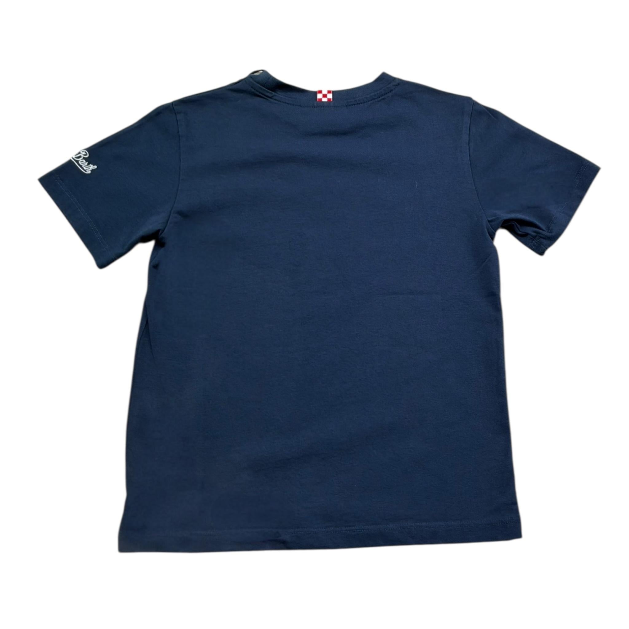 Saint Barth T-Shirt Girocollo Tinta Unita con Stampa per Bambino 00291L BLU SAINT BARTH 