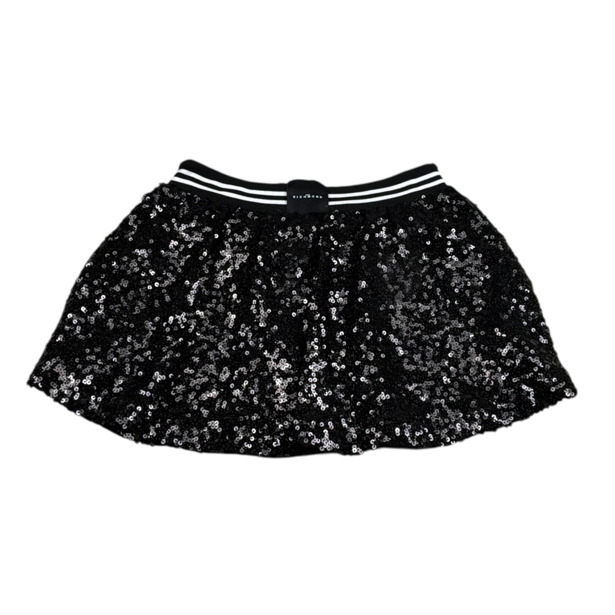 John Richmond Gonna Tinta Unita con Paillettes per Bambina RGP26054GO NERO JOHN RICHMOND 