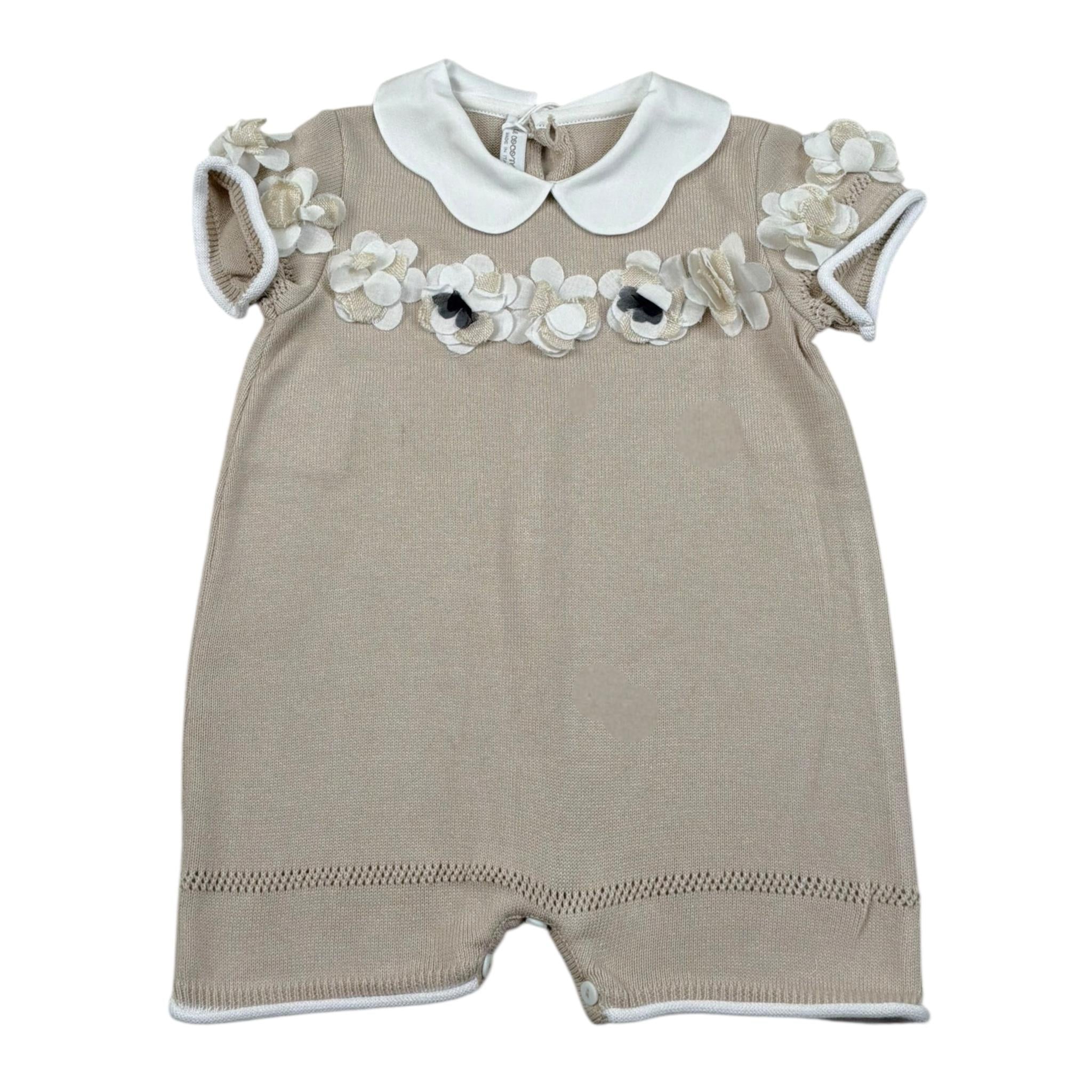 Le Coconne Pagliaccetto Tinta Unita con Applicazioni per Neonata LCN2449 BEIGE LE COCONNE 