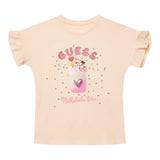 Guess T-Shirt Gircollo Tinta Unita con Stampa per Neonata K5GI02K6YW4X ROSA GUESS 