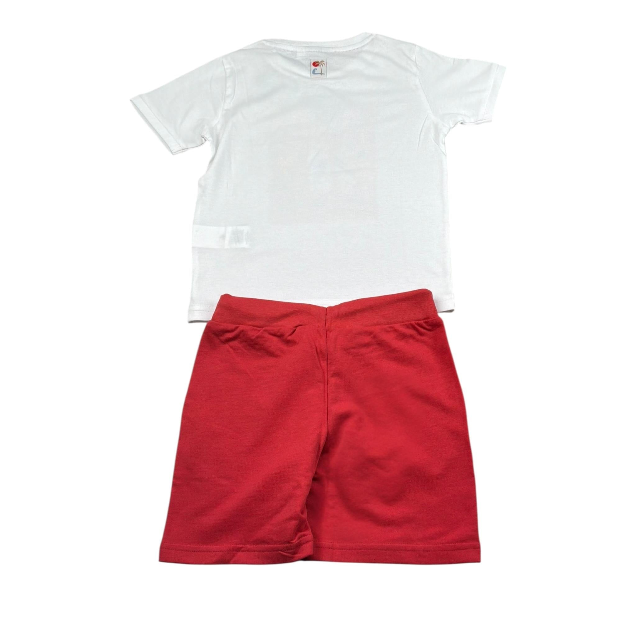 Sarabanda Completo 2 Pezzi T-Shirt-Bermuda Bicolore per Bambino 0B163X BIANCO/ROSSO SARABANDA 