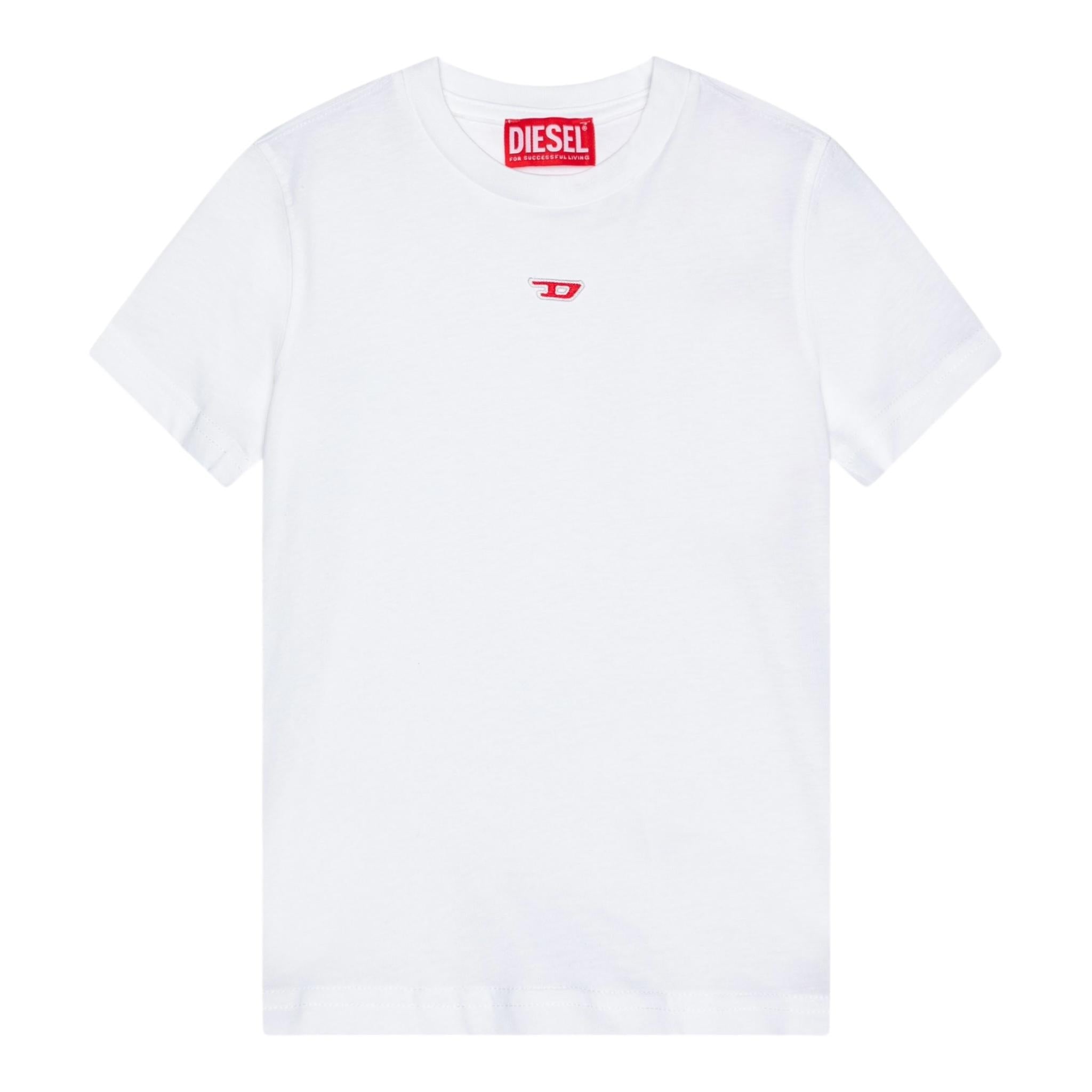 Diesel T-Shirt Girocollo Tinta Unita con Stampa per Bambino J02237X BIANCO DIESEL 