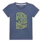 Guess T-Shirt Girocollo Tinta Unita con Stampa per Neonato N5RI19K8HM4N AZZURRO GUESS 