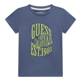 Guess T-Shirt Girocollo Tinta Unita con Stampa per Neonato N5RI19K8HM4N AZZURRO GUESS 