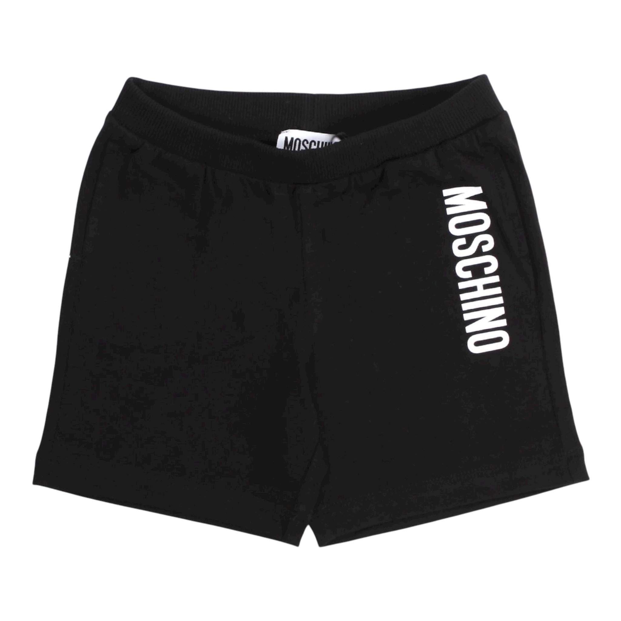 Moschino Bermuda Tinta Unita con Logo per Bambino MUQ01L NERO MOSCHINO 