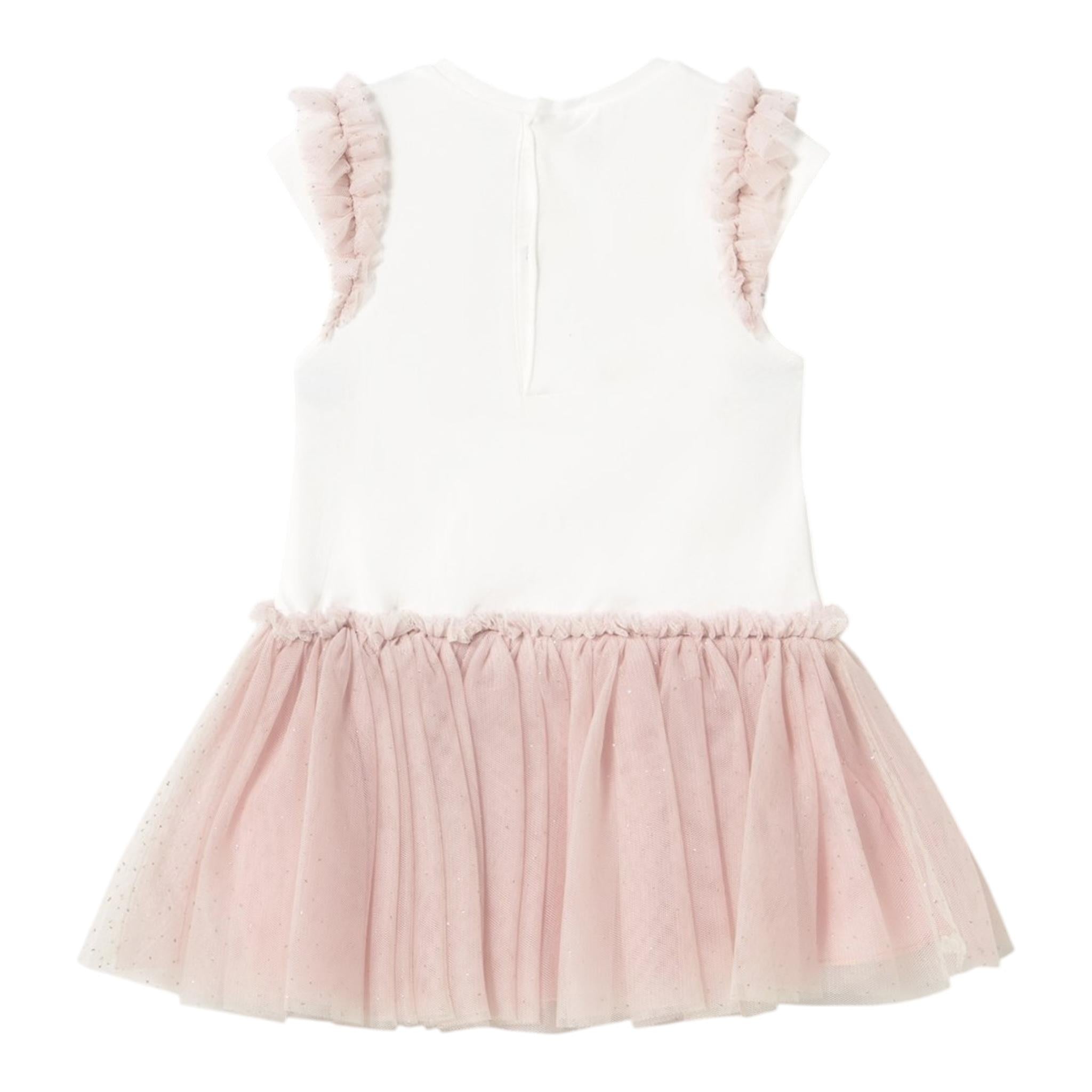 Mayoral Abito Giromanica Tinta Unita Bicolore con Gonna In Tulle per Neonata 1904 BIANCO/ROSA MAYORAL 