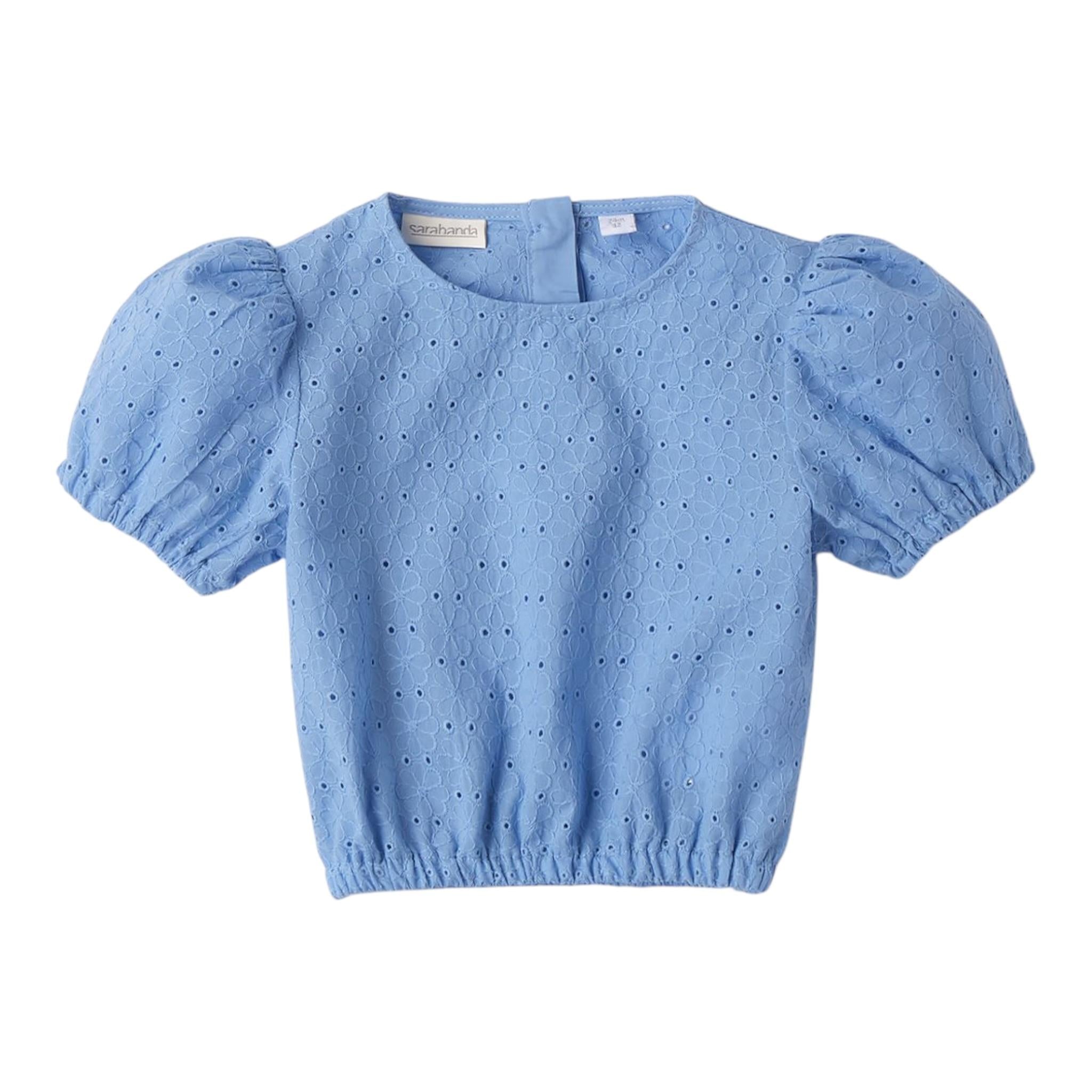 Sarabanda Top Tinta Unita Traforato per Bambina 0B357X AZZURRO SARABANDA 
