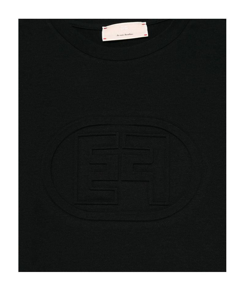 Elisabetta Franchi T-Shirt Girocollo Tinta Unita con Stampa per Bambina EFTS233 NERO ELISABETTA FRANCHI 