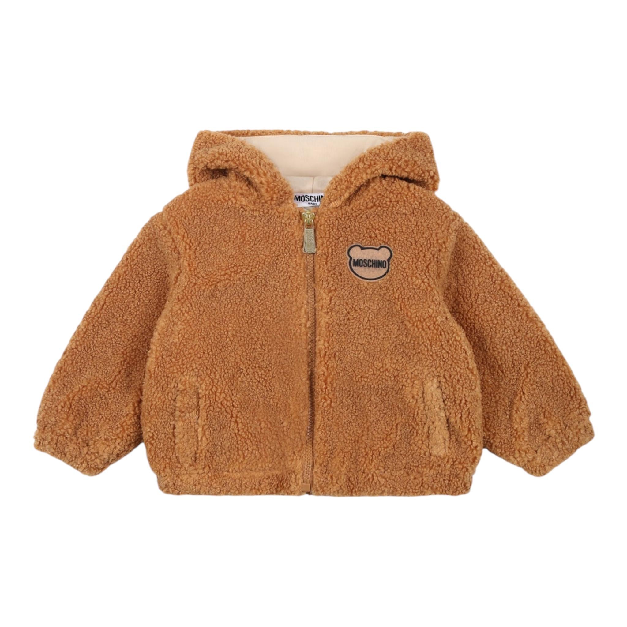 MOSCHINO giubbino modello teddy tinta unita con zip e cappuccio Biscotto per Neonato MUS02SN BISCOTTO MOSCHINO 