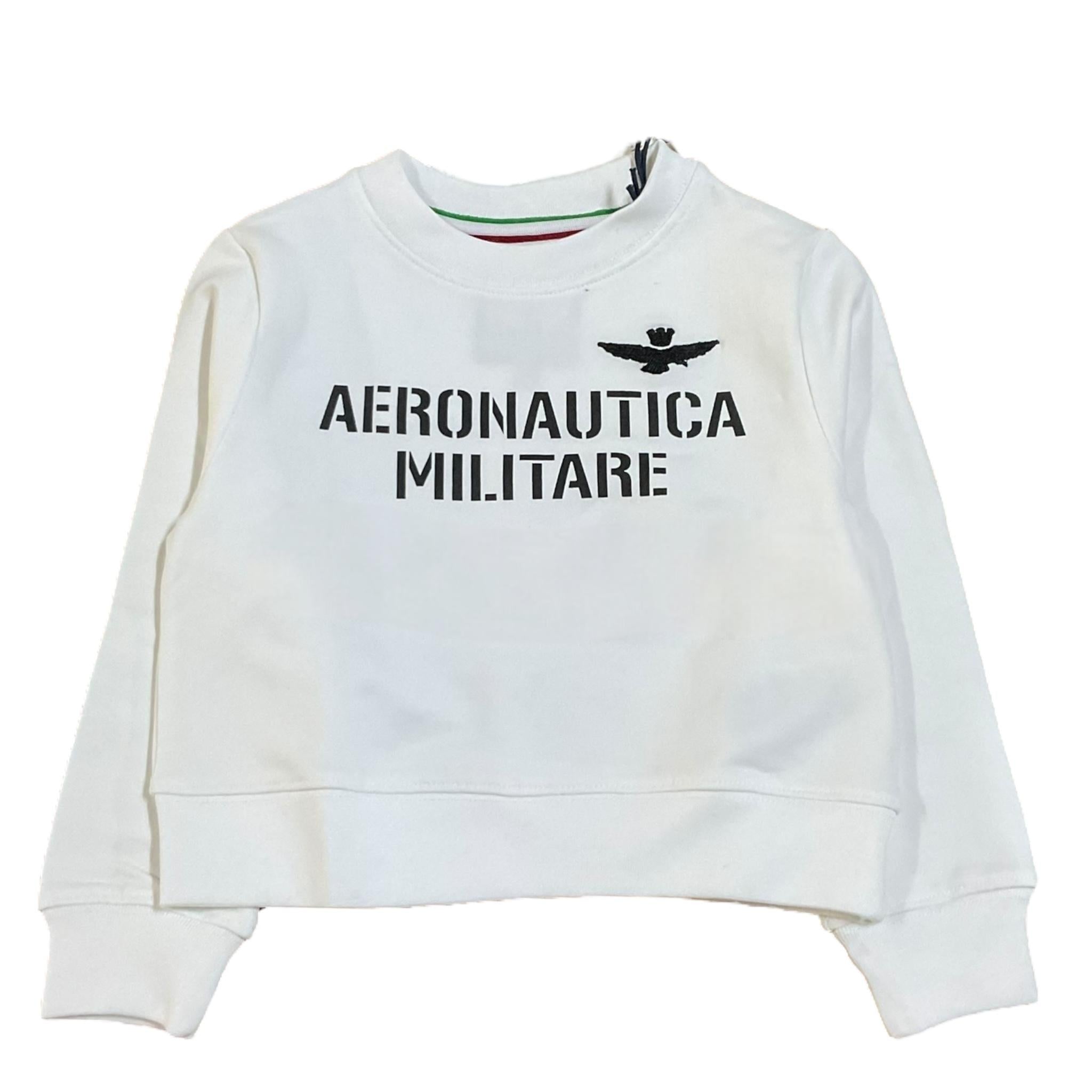 Aeronautica Militare Felpa Chiusa Girocollo Tinta Unita con Stampa Logo per Neonato 251FE0027A BIANCO AERONAUTICA MILITARE 