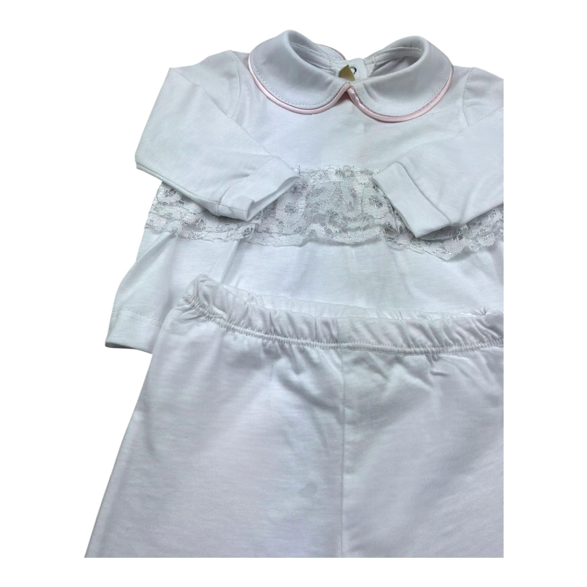 Isabel & Martinez Completo 2 Pezzi Shirt-Ghettina Tinta Unita per Neonata IM25N436 BIANCO ISABEL & MARTINEZ 