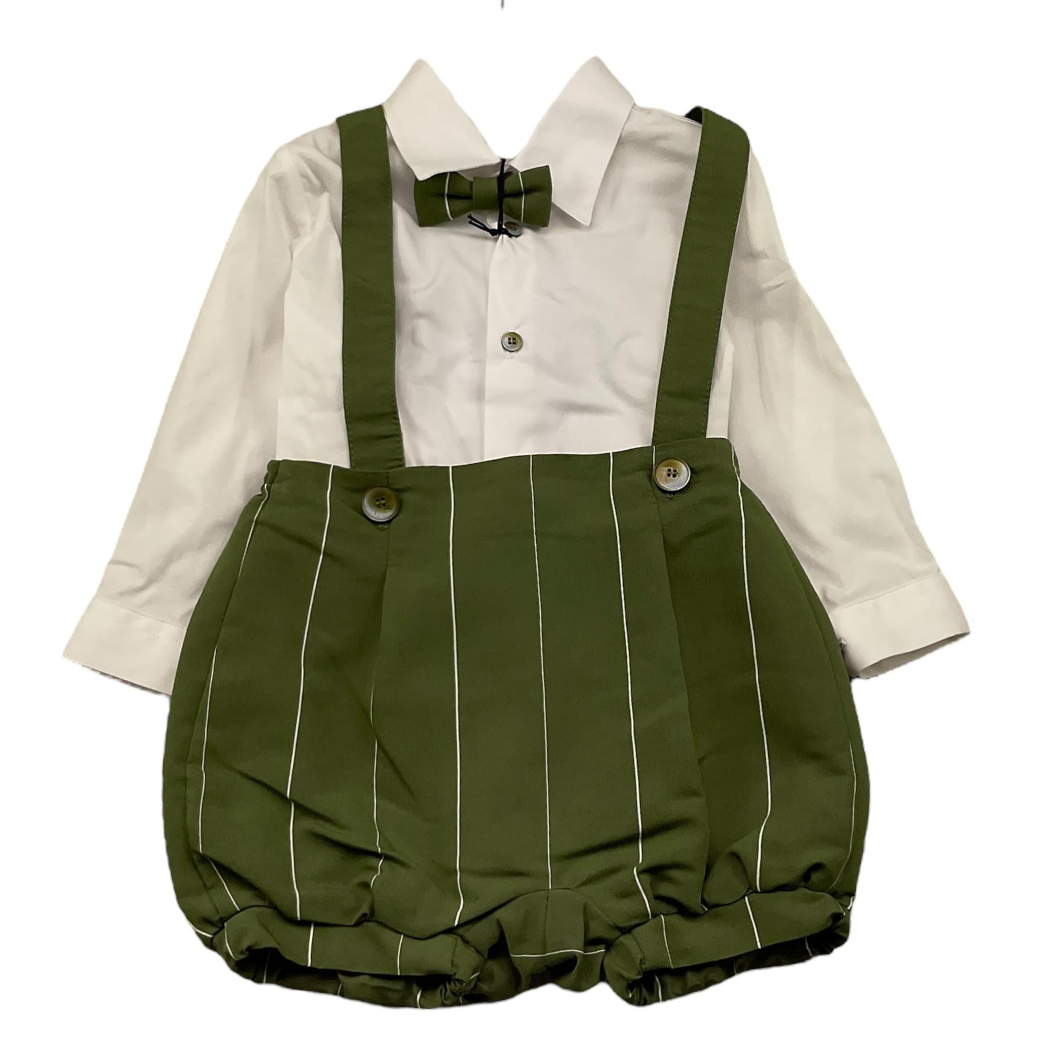 Colori Chiari Completo 3 Pezzi Camicia-Salopette-Papillon per Neonato MN308115 VERDE COLORI CHIARI 